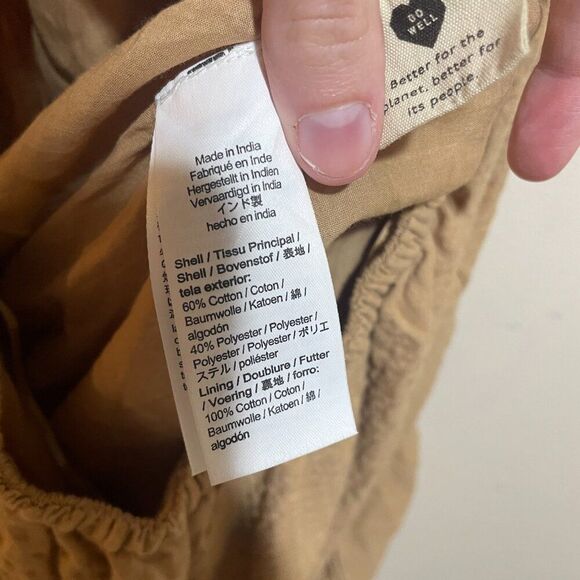 NEW Madewell Size M Seersucker Puff Sleeve Cutout Mini Dress Tan Button Back - Picture 13 of 14